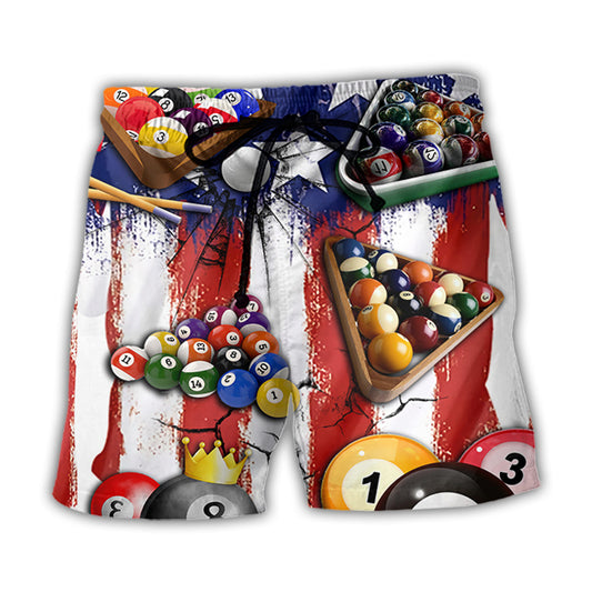 Independence Day Billiards Beach Shorts For Holiday Cruises And Easy Warm Weather Wear