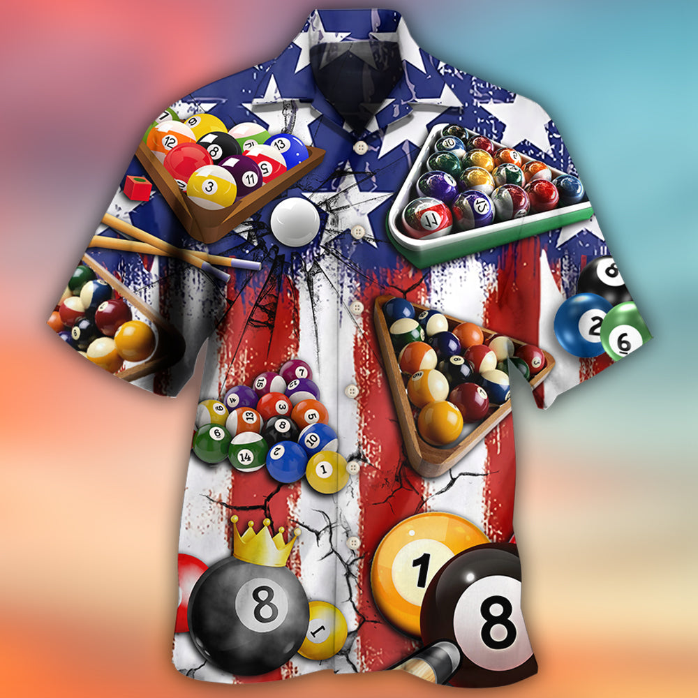 Patriotic Billiard Independence Hawaiian Shirt Fabric Pattern Detail For Tropical Vacations