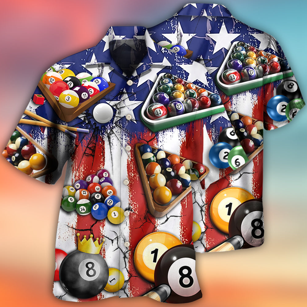Billiard Independence Day Hawaiian Shirt For Vacation Days And Relaxed Coastal Outings