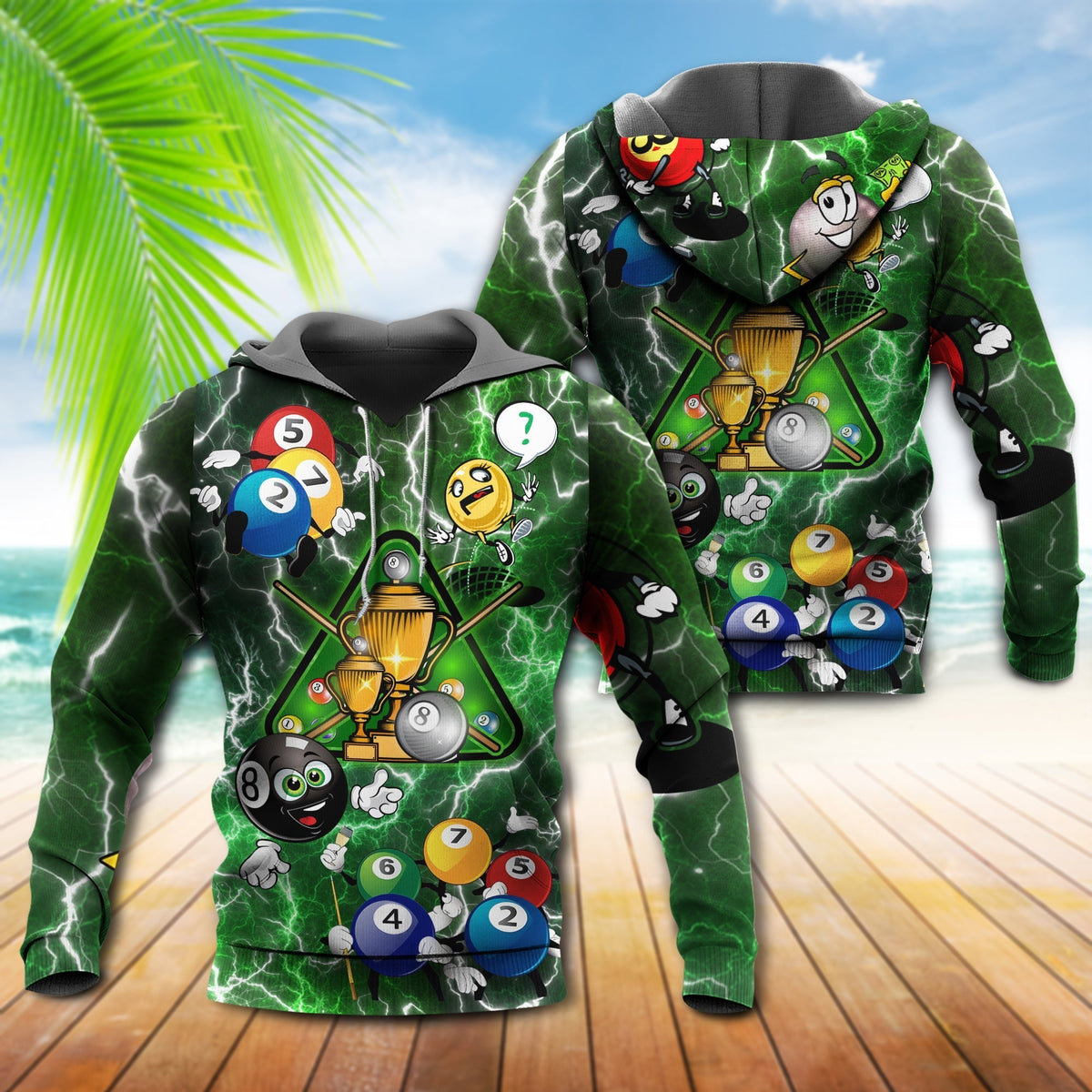 Funny Billiards Lover Lightning Hoodie For Casual Outfits Outdoor Trips And Comfortable Layering