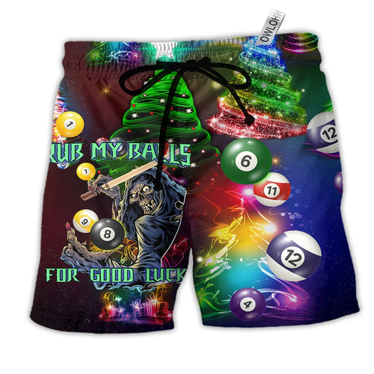 Billiard Rub My Ball For Christmas Neon Hawaiian Beach Shorts For Seasonal Summer Travel