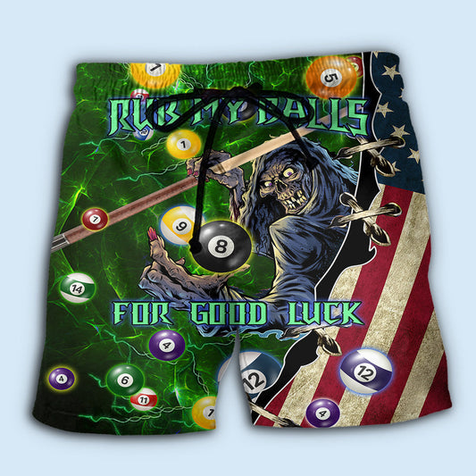 Lucky Billiards Game Beach Shorts Artwork View For Seaside Trips And Casual Style