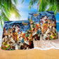 Vintage Dogs Playing Pool Billiard Beach Shorts For Warm Weather Travel And Everyday Comfort