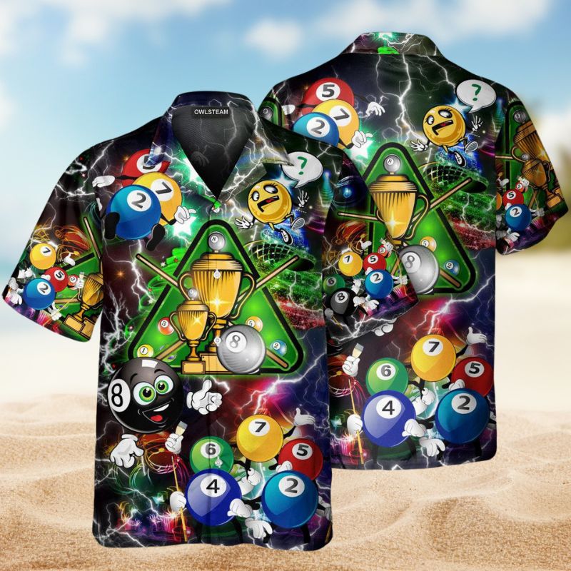 Festive Billiard Christmas Hawaiian Shirt For Winter Celebrations, Beach Travel, And Relaxed Holiday Wear