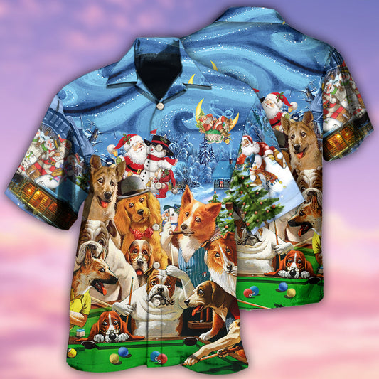 Vintage Billiard Dogs Hawaiian Shirt For Tropical Holidays, Outdoor Gatherings, And Everyday Comfort