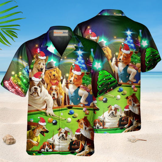 Vintage Billiard Dogs Hawaiian Shirt For Beach Days, Summer Outings, And Thoughtful Gift Giving