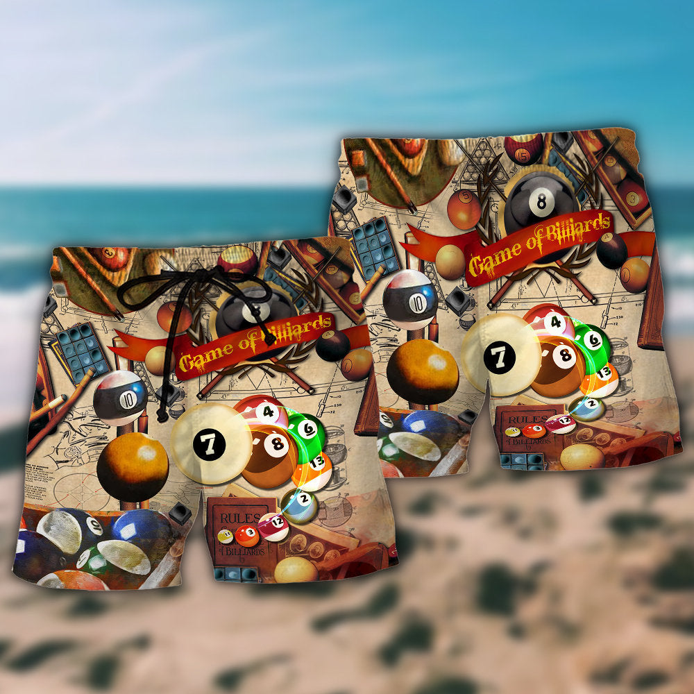 Billiards Give Beach Shorts Pattern Detail For Warm Weather Comfort And Leisure And Relaxation