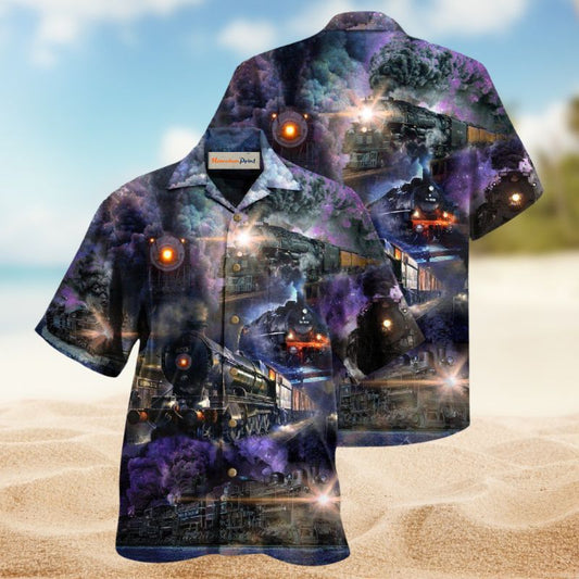 Billowing Trains Hawaiian Shirt For Resort Trips, Coastal Parties, And Warm Weather Style