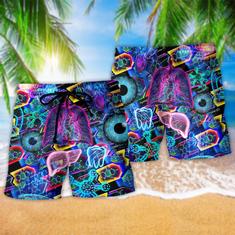 Biology Is Incredible Science Beach Shorts Artwork Detail For Comfortable Everyday Summer Wear