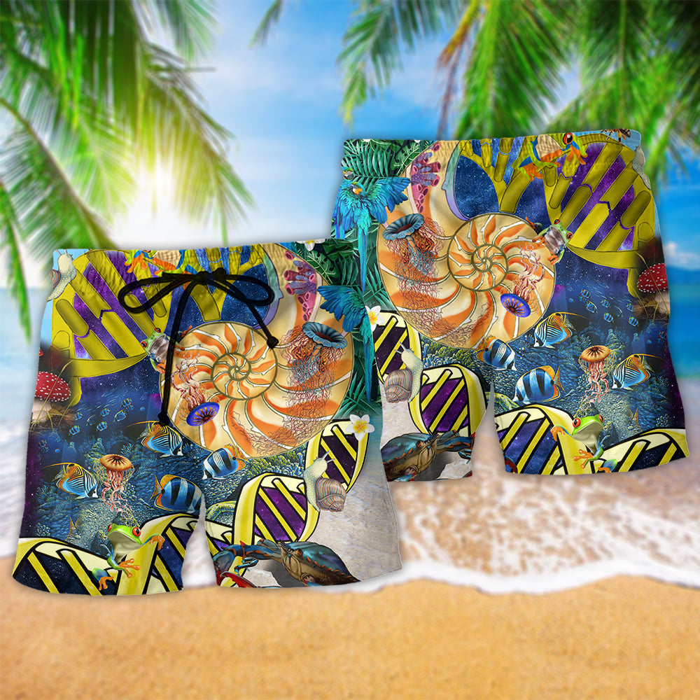 Biology Science Summer Beach Shorts Pattern Detail For Vacation Style And Flexible Everyday Wear