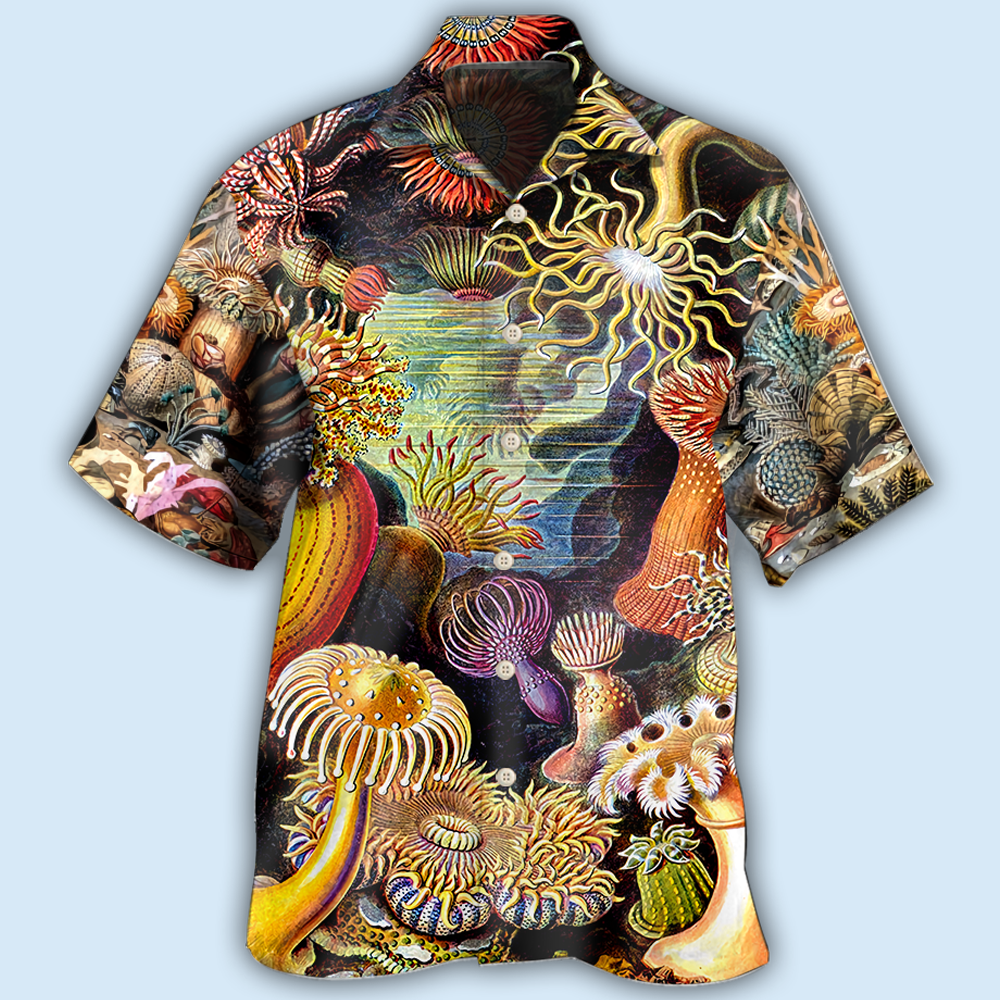 Ocean Biology Hawaiian Shirt With All Over Print For Resort Getaways Summer Adventures And Casual Gifting