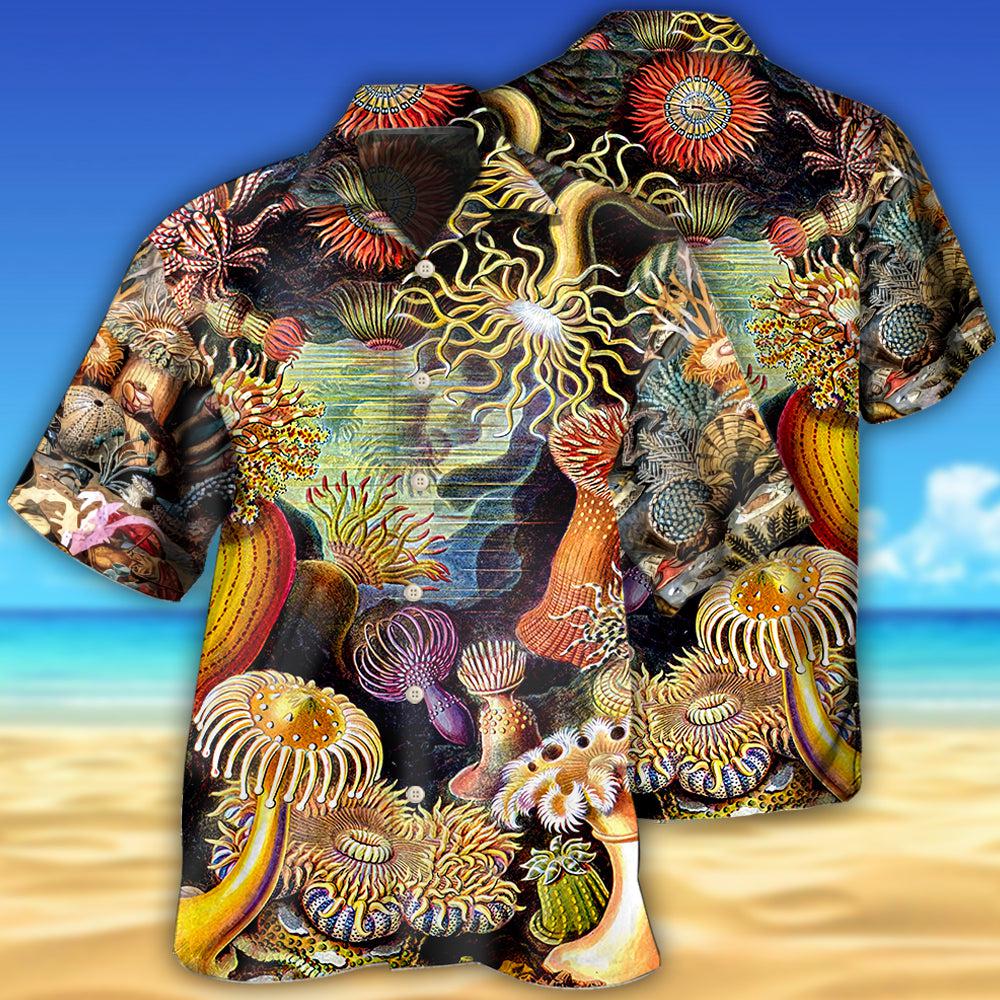 Ocean Biology Hawaiian Shirt With Detailed Graphic For Resort Getaways Summer Adventures And Casual Gifting