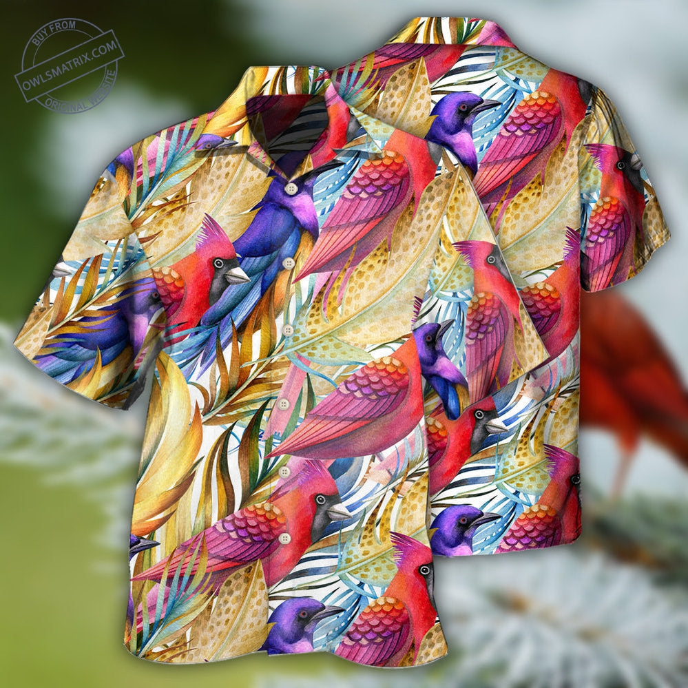Tropical Cardinal Hawaiian Shirt For Vacation Days And Relaxed Coastal Outings