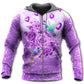 Purple Elegant Hummingbird Flower Hoodie For Relaxed Daily Wear Weekend Outings And Thoughtful Gifting