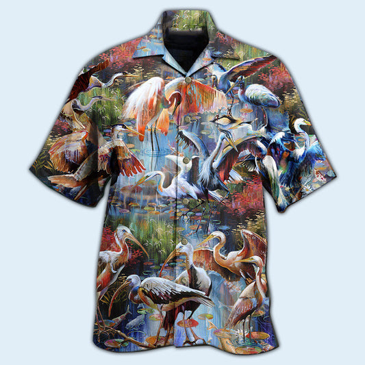 Stork Bird Migration Nature Hawaiian Shirt Design Detail For Beach Days And Holiday Travel