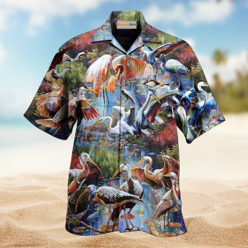 Bird Migration Hawaiian Shirt For Coastal Adventures Outdoor Gatherings And Casual Warm Weather Wear
