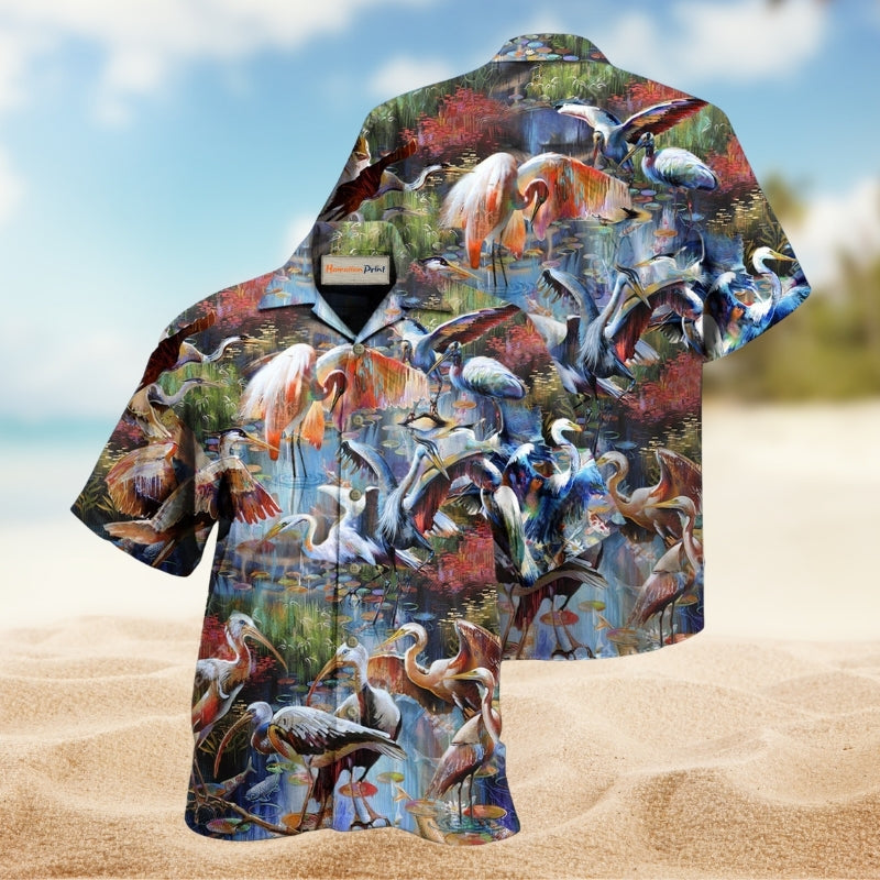 Bird Migration Hawaiian Shirt For Coastal Adventures Outdoor Gatherings And Casual Warm Weather Wear