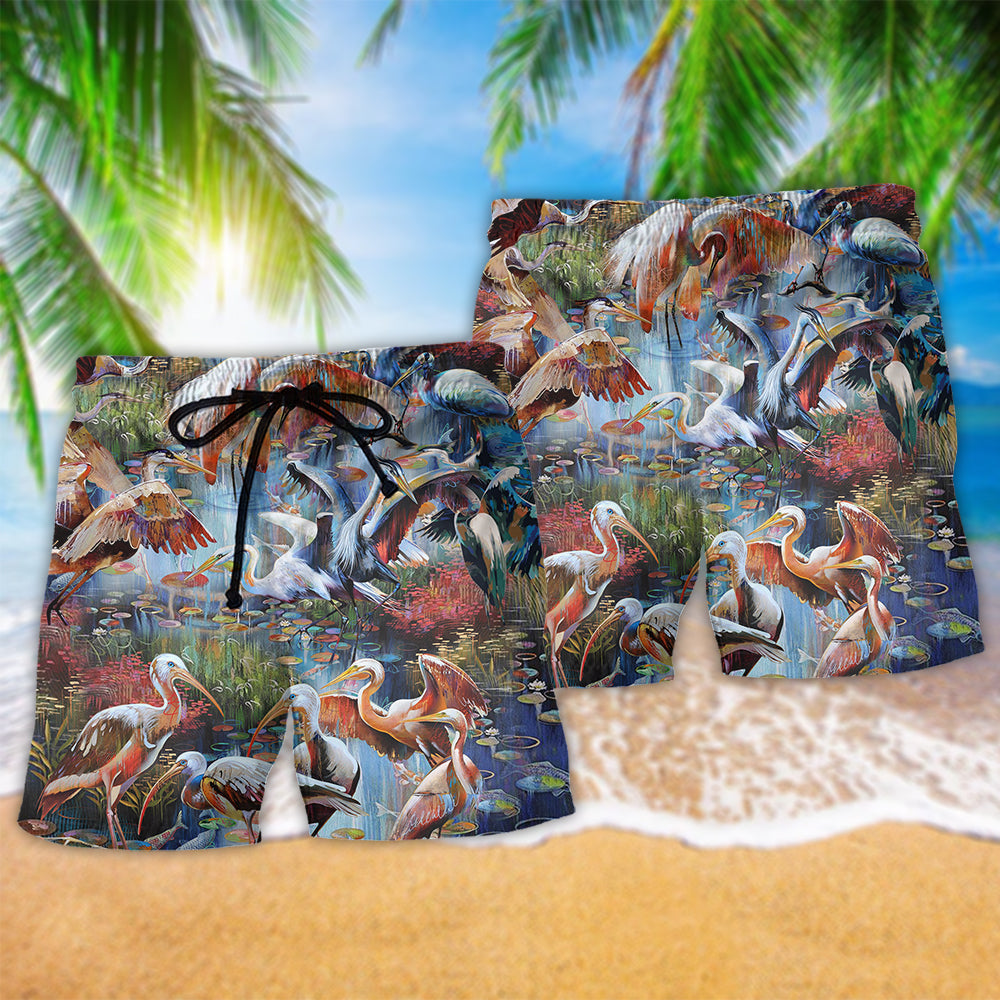 Bird Migration Nature Lover Beach Shorts Pattern View For Coastal Holidays And Casual Activities