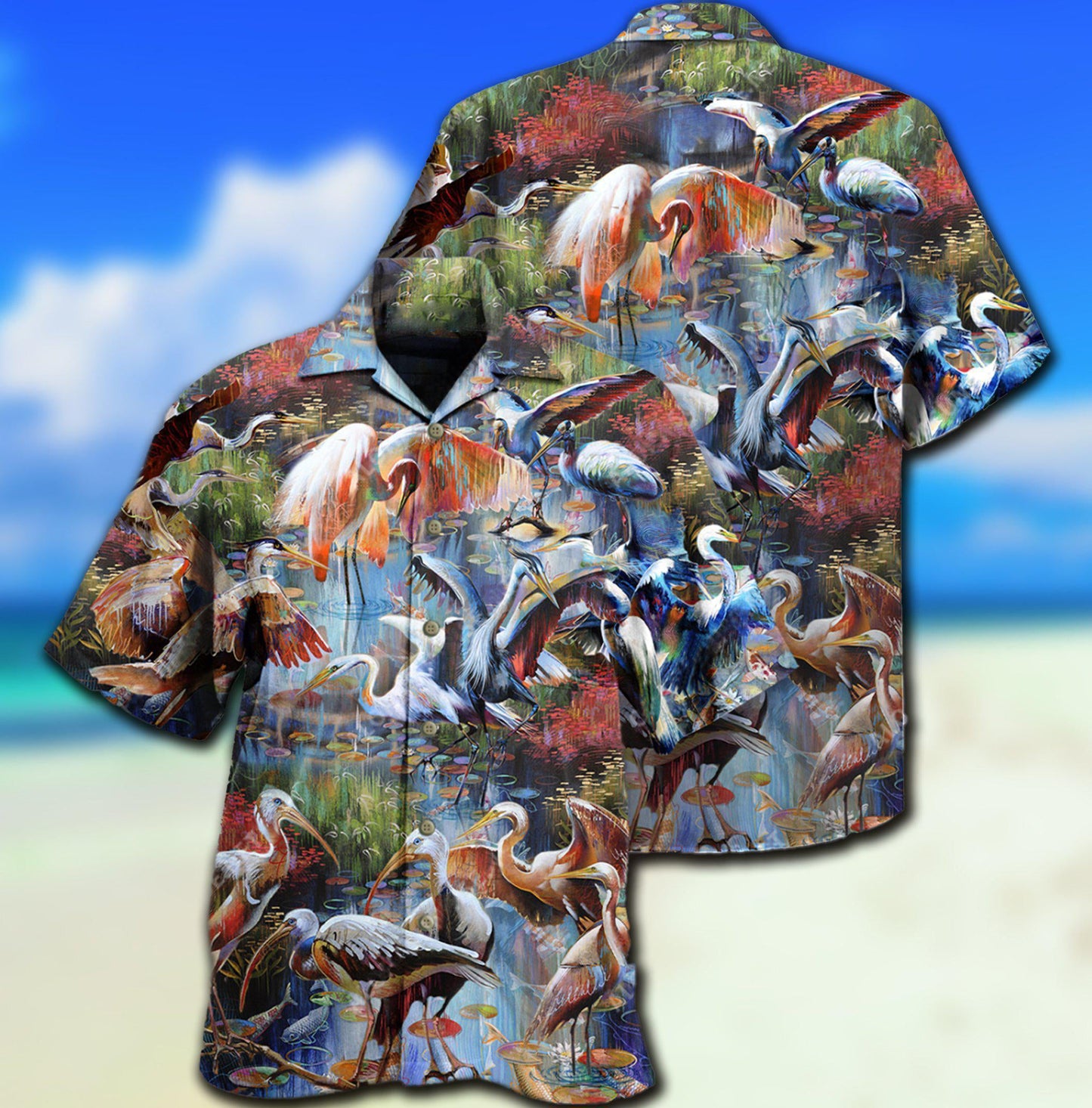 Stork Bird Migration Nature Hawaiian Shirt For Poolside Relaxation And Sunny Getaways