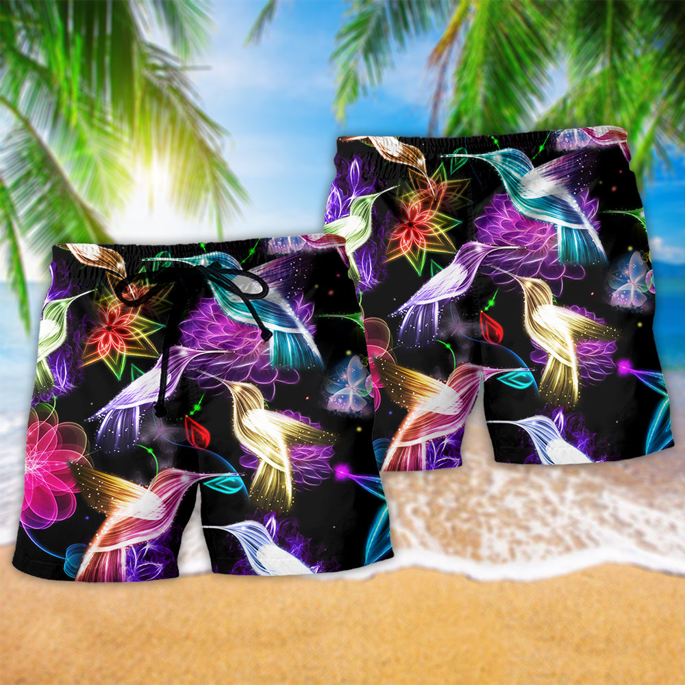 Neon Bird Animal Beach Shorts Pattern Detail For Resort Wear And Memorable Gift Ideas