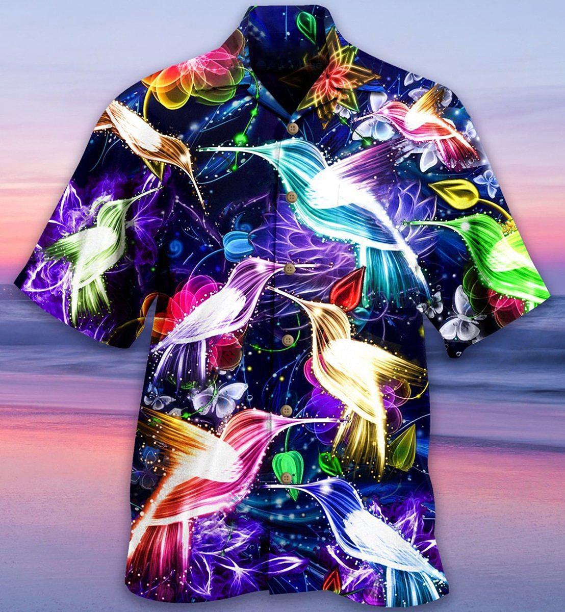 Neon Hummingbird Animals Hawaiian Shirt For Warm Weather Adventures And Everyday Comfort