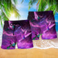 Purple Bird Sky Beach Shorts Pattern Detail For Casual Summer Plans And Leisure And Relaxation