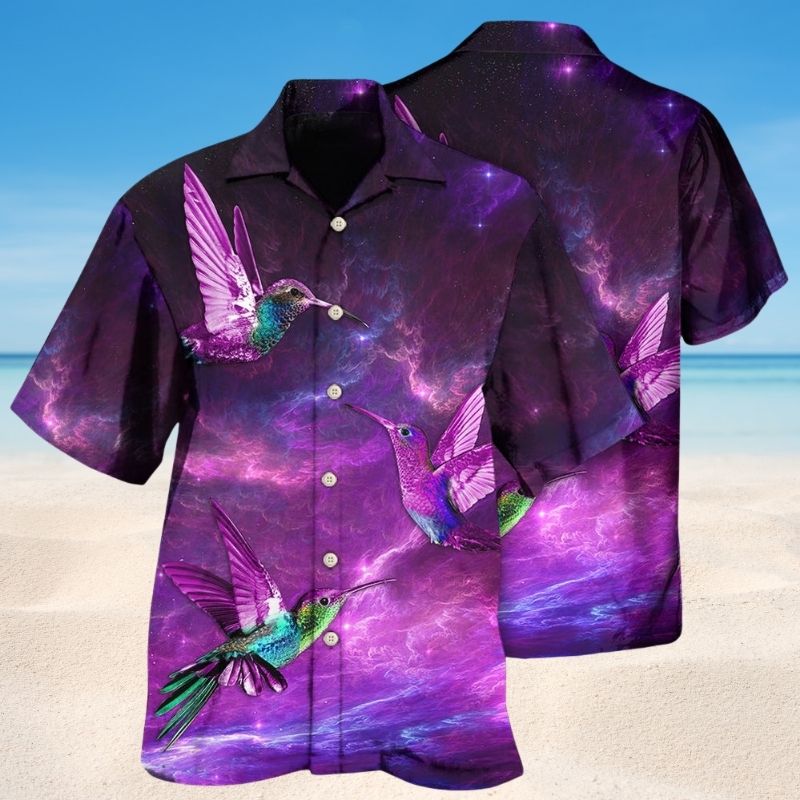 Bird Purple Love Sky Hawaiian Shirt For Summer Gatherings Nature Fans And Comfortable Vacation Style