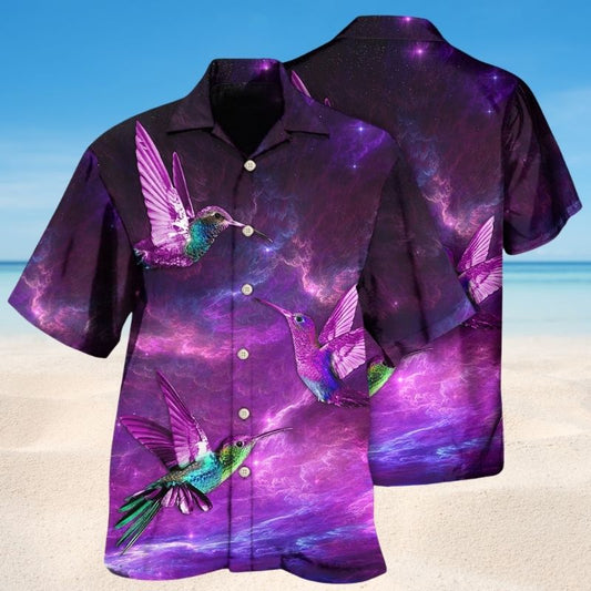 Bird Purple Love Sky Hawaiian Shirt For Summer Gatherings Nature Fans And Comfortable Vacation Style