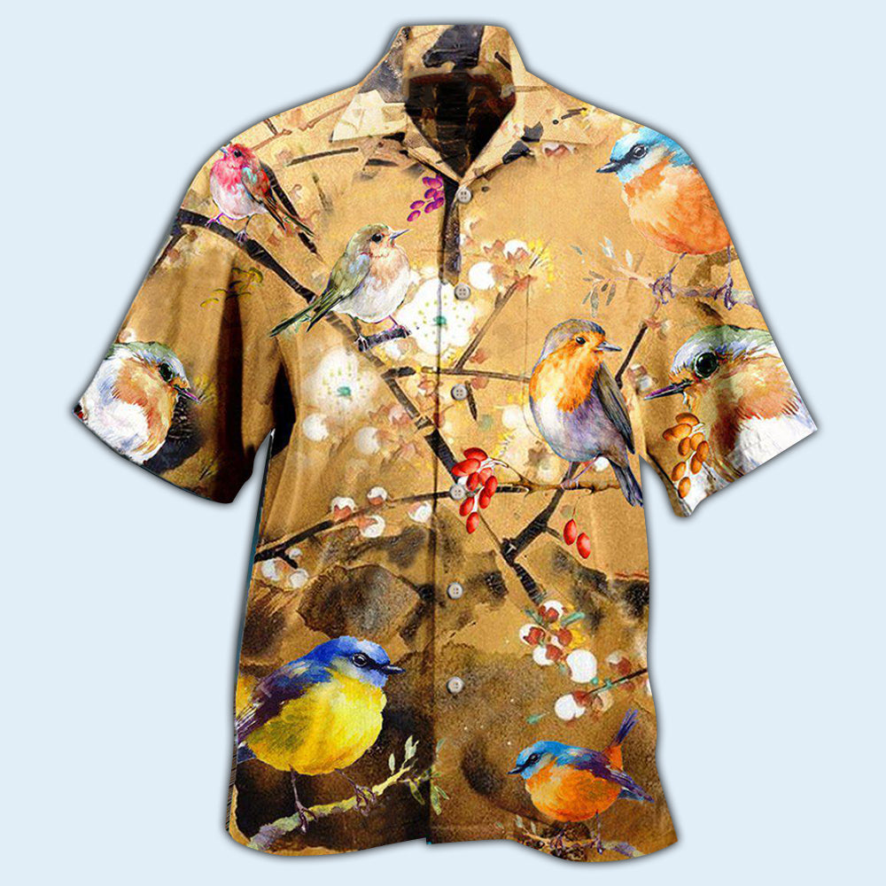 Robin Bird Hawaiian Shirt With All Over Print For Vacation Parties Beach Outings And Relaxed Daily Wear