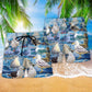 Coastal Seagull Beach Shorts Pattern Detail For Leisure Travel And Distinctive Seasonal Style