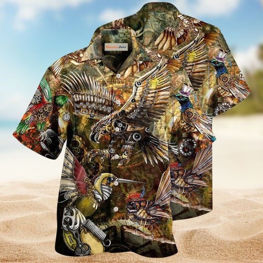Bird Steampunk Hawaiian Shirt For Hobby Lovers, Coastal Trips, And Relaxed Everyday Wear