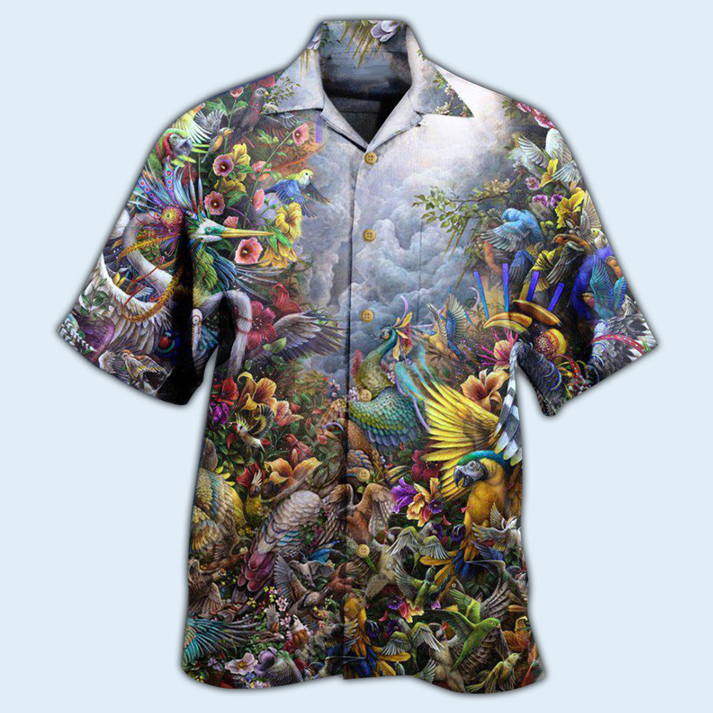 Bird Heaven Amazing Garden Hawaiian Shirt Design Detail For Beach Days And Holiday Travel