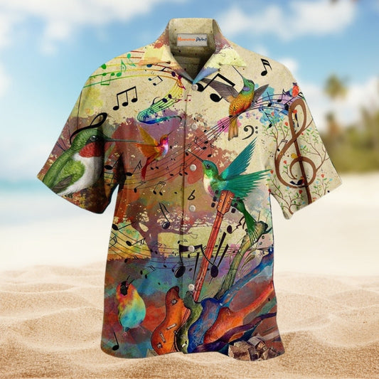 Birds Sing Happy Songs Hawaiian Shirt For Resort Vacations Animal Fans And Casual Warm Weather Style