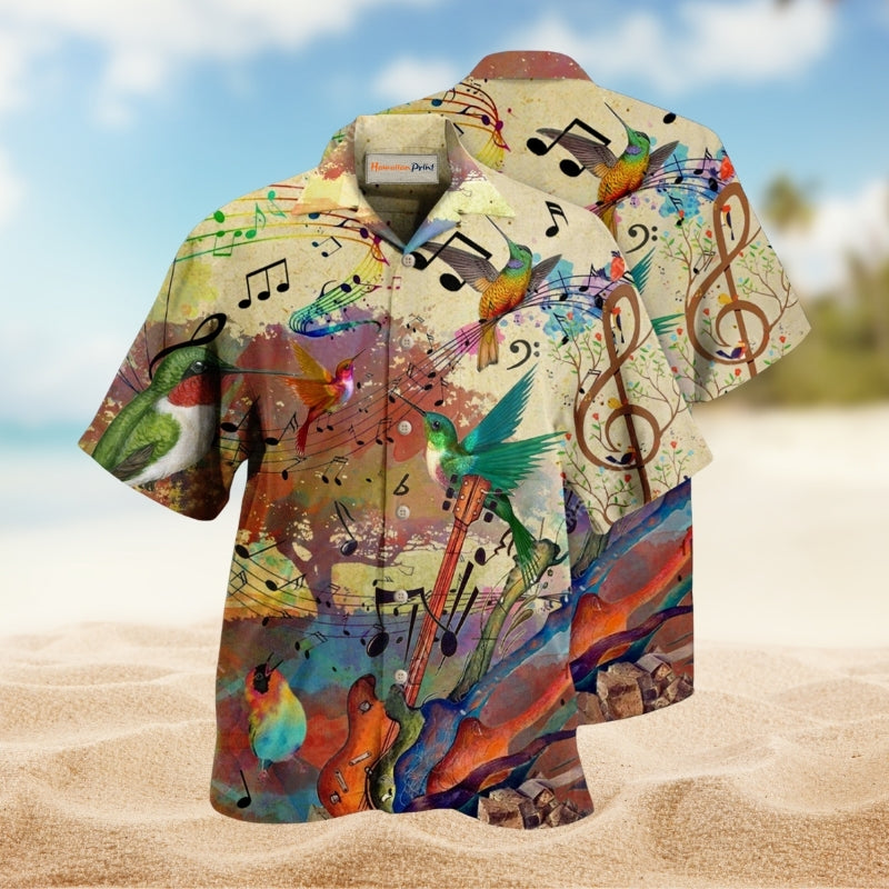 Birds Sing Happy Songs Hawaiian Shirt For Resort Vacations Animal Fans And Casual Warm Weather Style