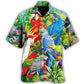 Tropical Summer Parrots Hawaiian Shirt For Island Getaways, Outdoor Gatherings, And Comfortable Summer Wear