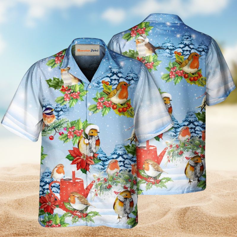 Birds Vibrant Christmas Hawaiian Shirt For Coastal Travel, Casual Events, And Comfortable Summer Wear