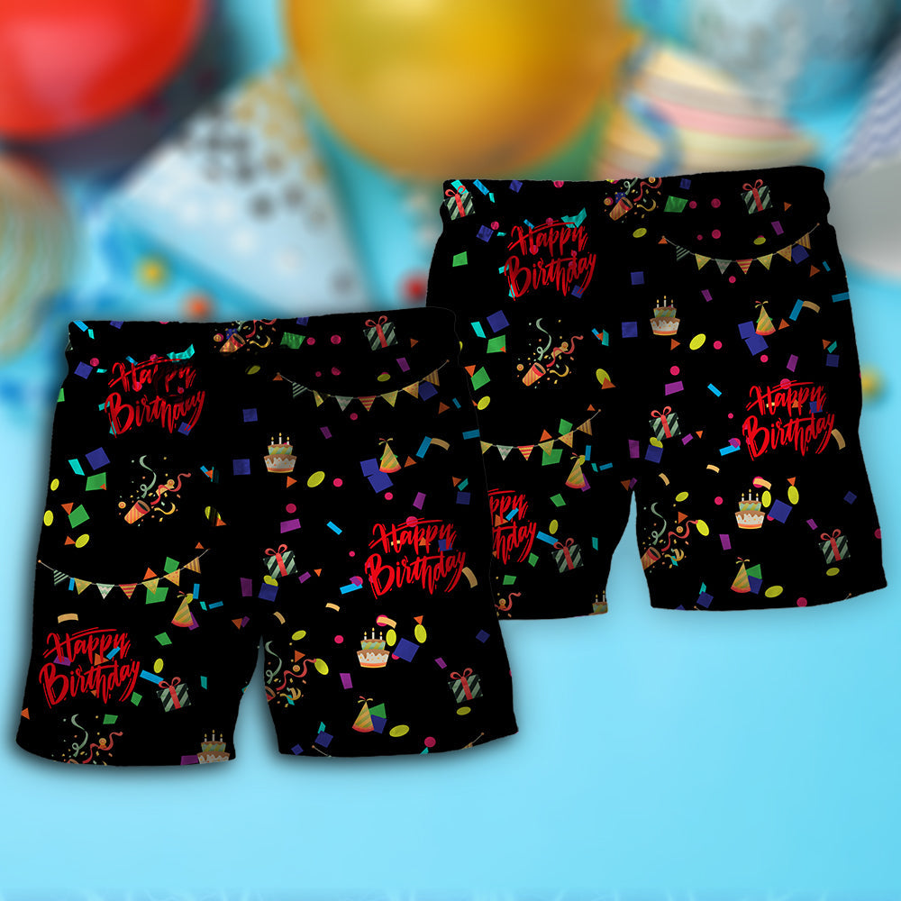 Happy Birthday Celebration Party Vibes Beach Shorts Design Detail For Casual Warm Weather Outfits