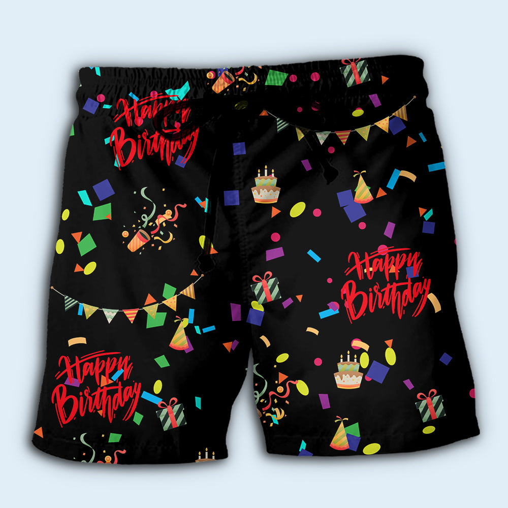 Happy Birthday Celebration Party Vibes Beach Shorts For Summer Vacation And Coastal Travel