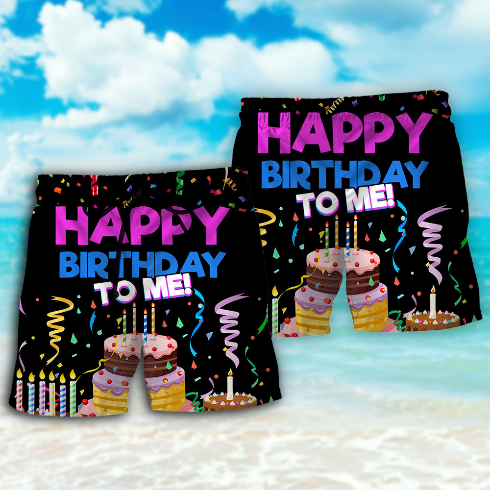 Happy Birthday Celebration For Me Beach Shorts Artwork Detail For Comfortable Everyday Summer Wear