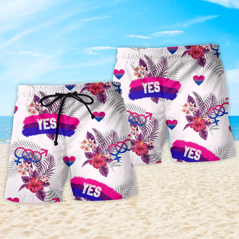 Tropical Leaf Rainbow Pride Bisexual Pride Beach Shorts Pattern Detail For Resort Wear And Everyday Comfort
