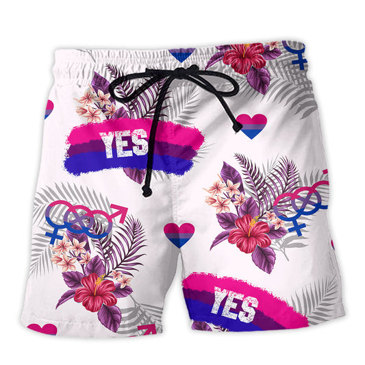 Tropical Leaf Rainbow Pride Bisexual Pride Beach Shorts For Beach Days And Everyday Comfort