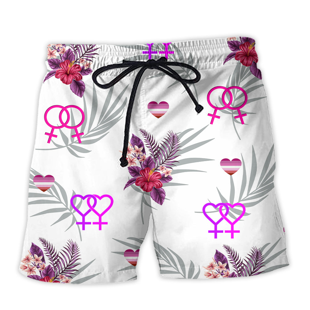 Rainbow Pride Bisexual Tropical Leaf Beach Shorts Print Detail For Thoughtful Gift Giving