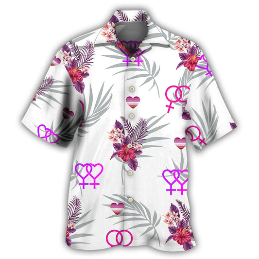 Tropical Rainbow Pride Bisexual Leaf Design Hawaiian Shirt For Summer Vacation, Beach Travel, And Casual Wear