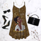 Black She Who Kneels Before God Beautiful V-Neck Sleeveless Cami Dress For Sunny Getaways And Thoughtful Gifting