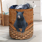 Bear Black Bear Rattan Texture Laundry Basket For Room Home Organizer