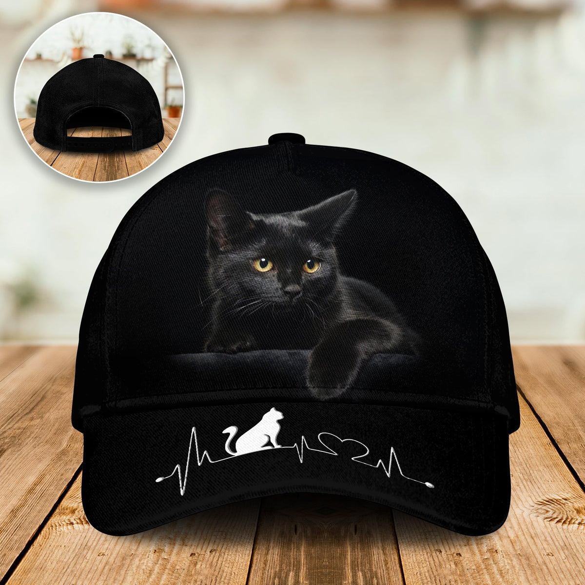 Black Cat Heartbeat Classic Cap For Weekend Travel Outdoor Events And Casual Outfits