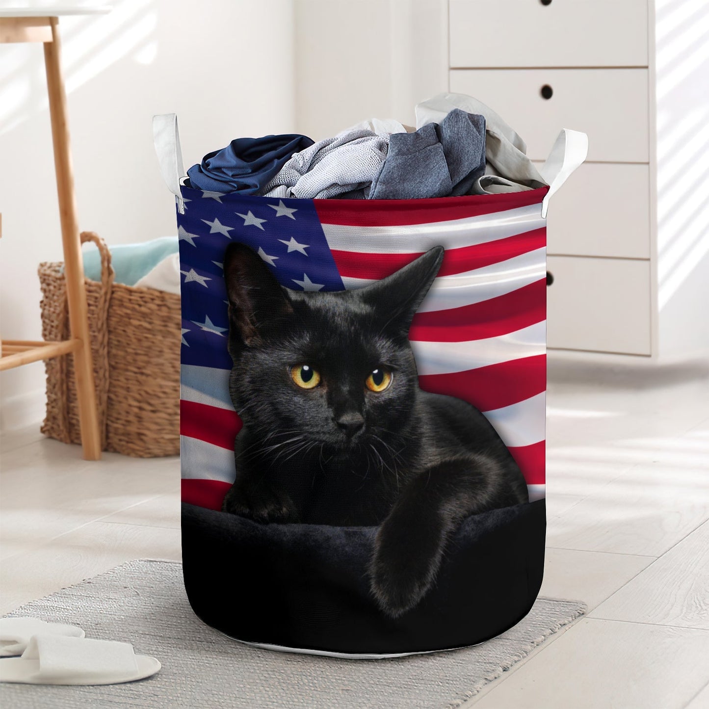 Cute Black Cat Laundry Basket For Bathroom Bedroom Storage