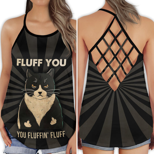 Black Cat Black Pattern Hollow Tank Top For Yoga Workouts And Casual Wear