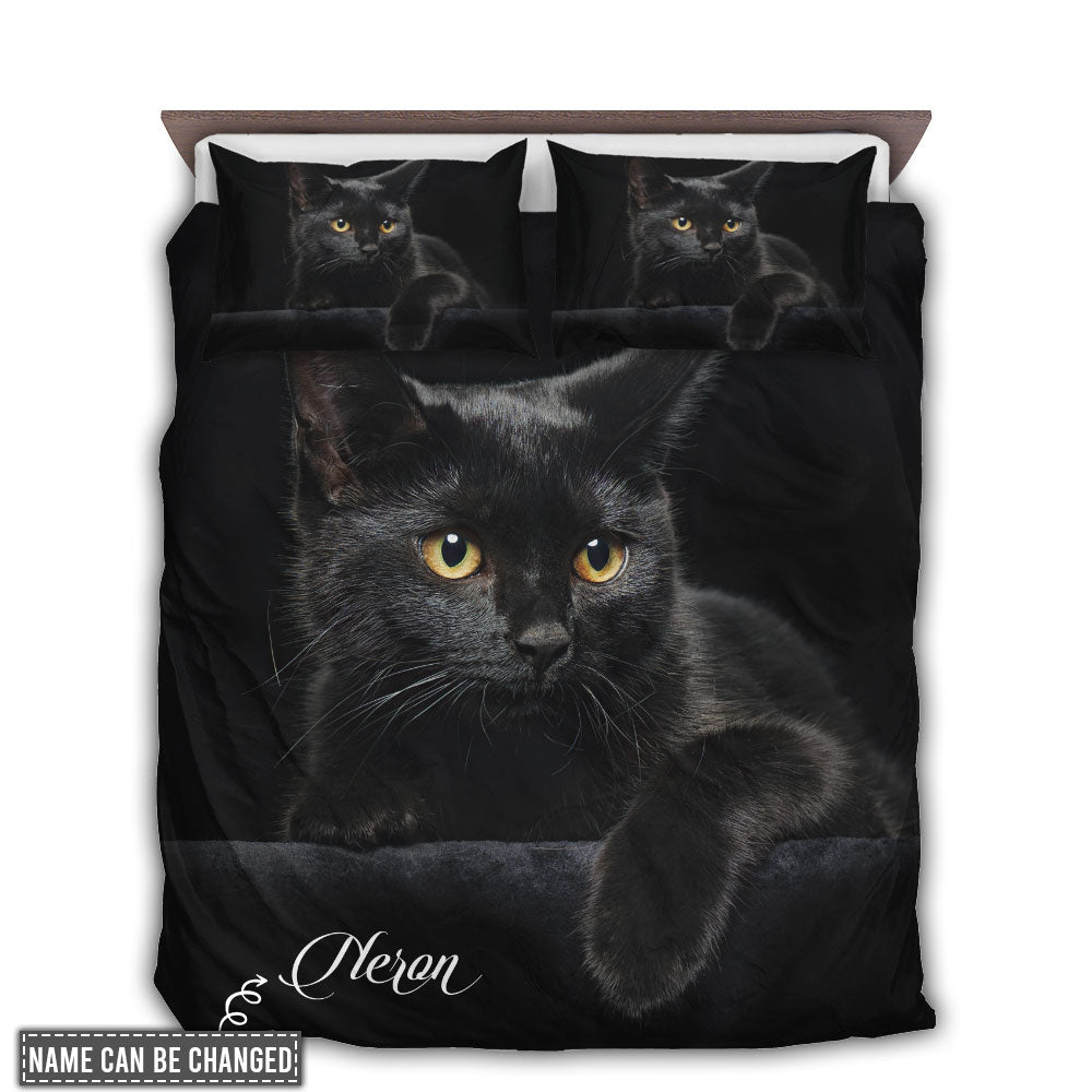 Black Cat Personalized Bedding Cover For Pet Lover Bedroom Decor