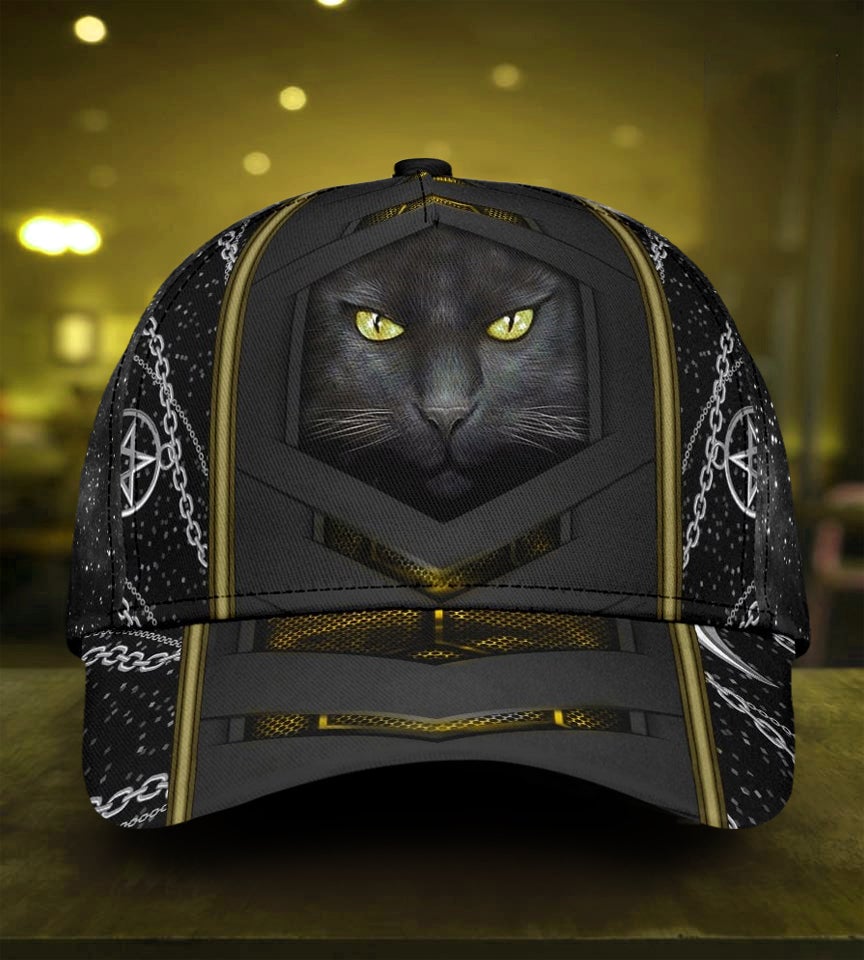 Black Cat Hello Darkness Classic Cap For Coastal Trips Outdoor Activities And Gift Giving